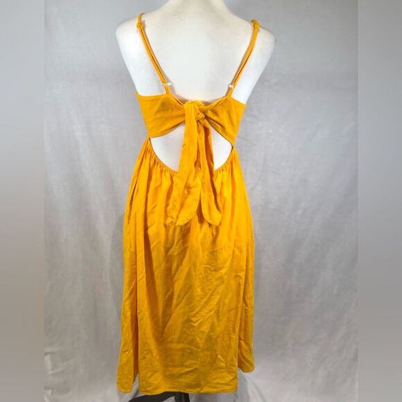 Bright sunshine orange open back midi sundress with pockets size small - Picture 4 of 7